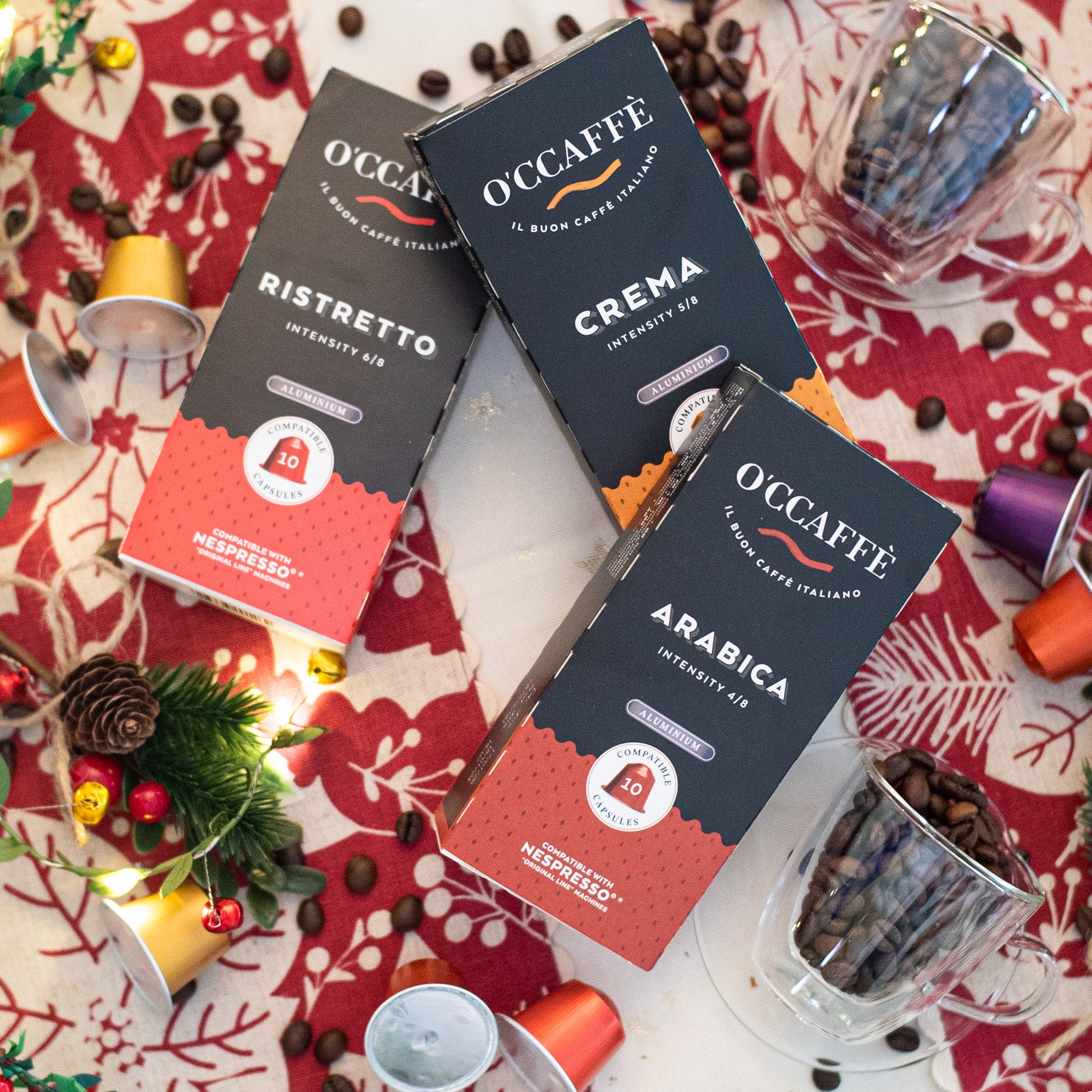 🎄 Pack Navideño Nespresso: 2 Tazas y 30 Cápsulas Occaffe