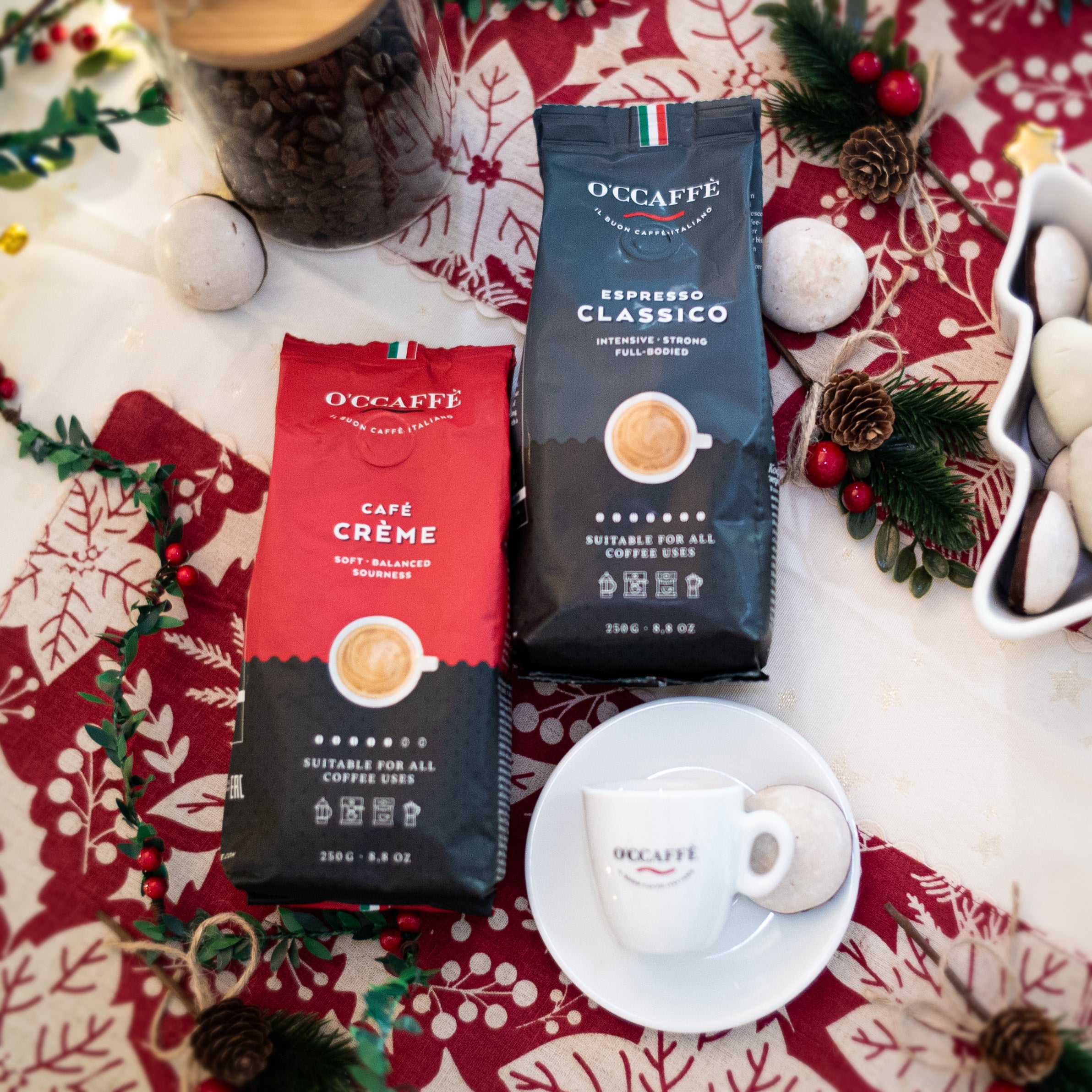 🎄 Pack Navideño 2 café en Grano 250grs + Taza Espresso Occaffe