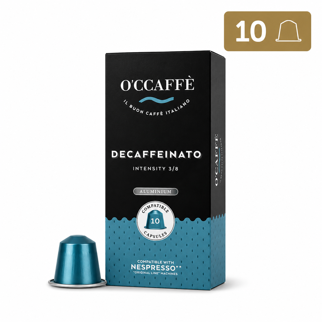 Occaffe Decaffeinato 10 Cápsulas Compatibles para Nespresso