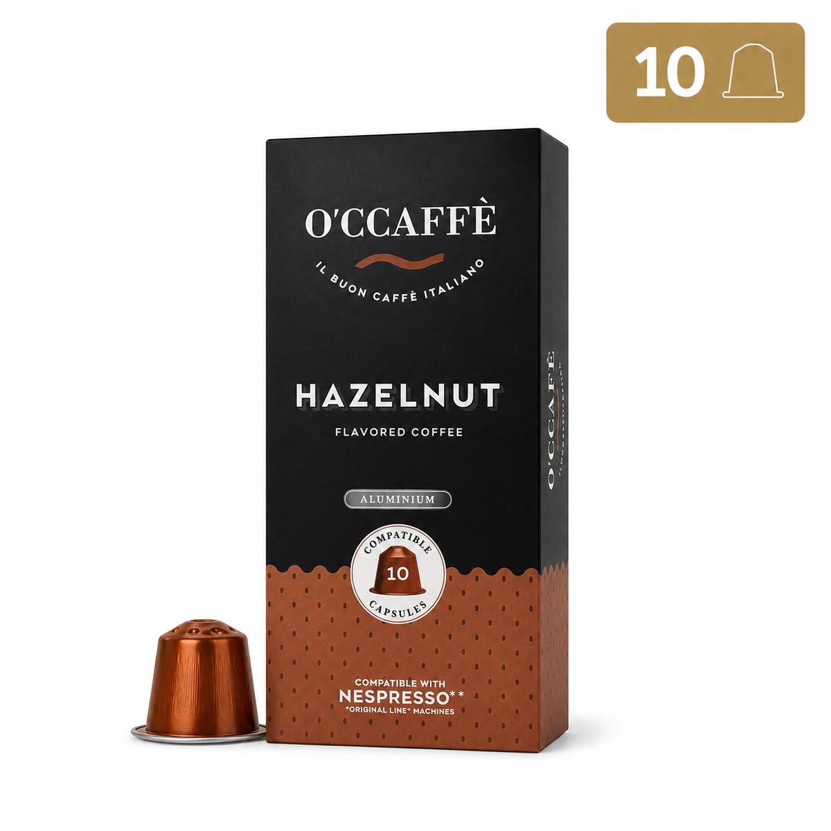 Occaffe Avellana 10 Cápsulas Aromatizadas Compatibles para Nespresso