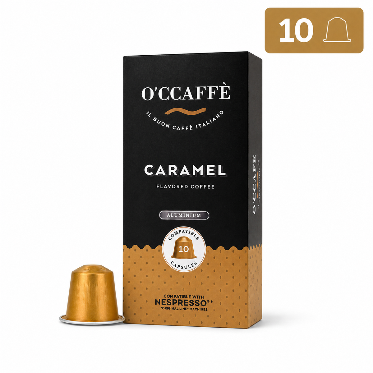 Occaffe Caramelo 10 Cápsulas Aromatizadas Compatibles para Nespresso