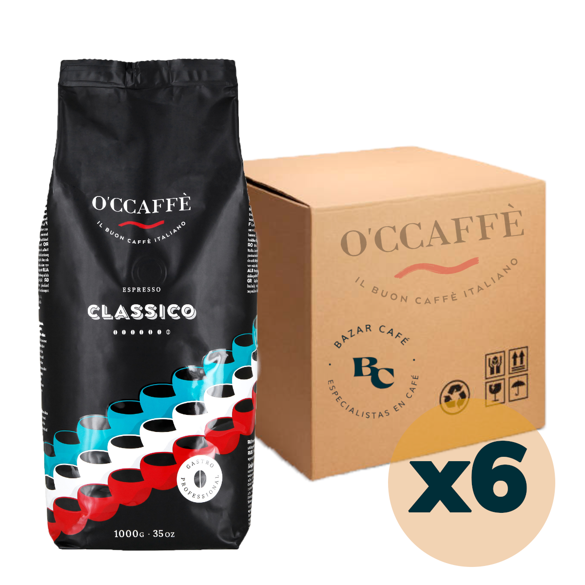 6 Kilos Occaffe Espresso Classico Professional 1 kg Grano Entero