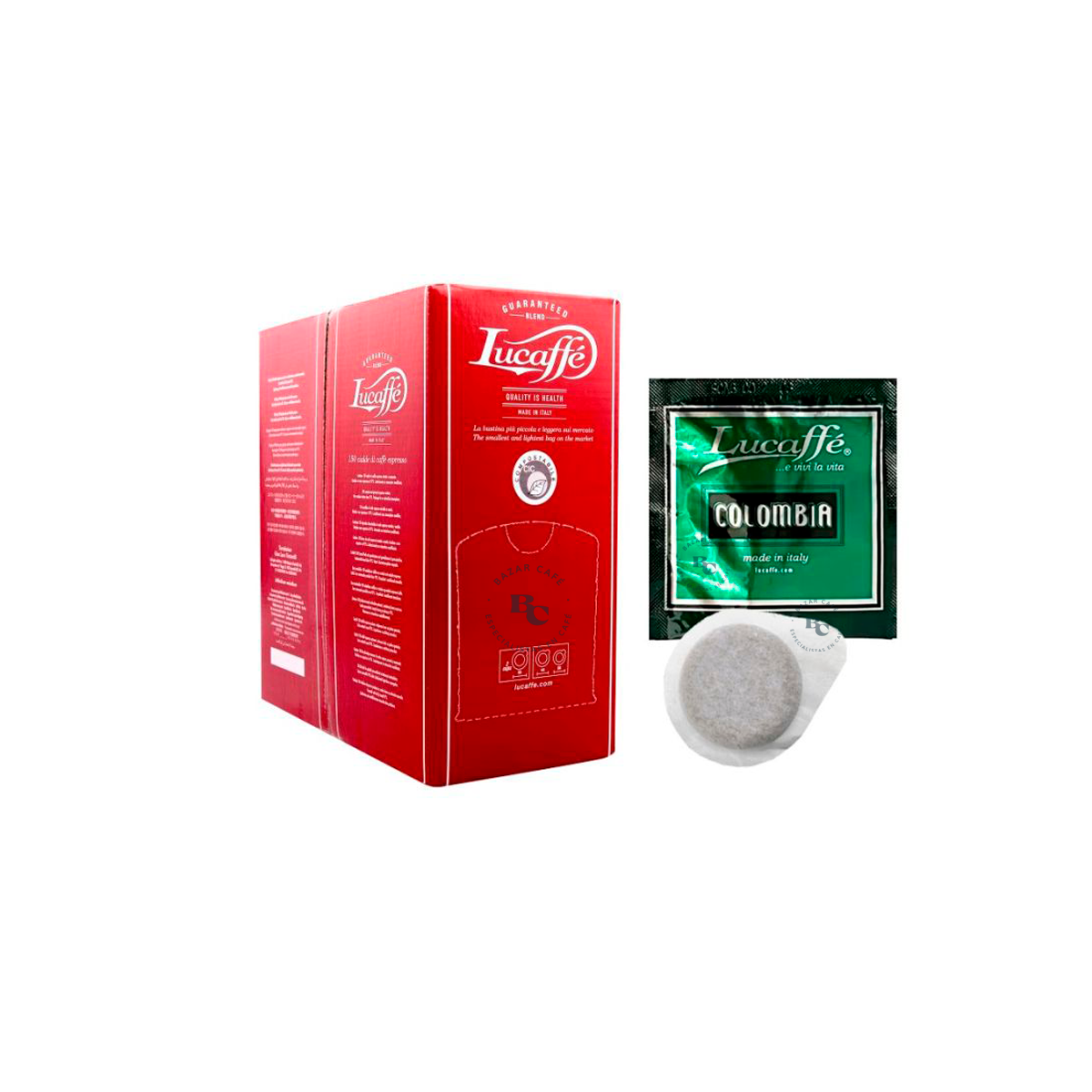 Caja Lucaffe 150 Cialde Pods Colombia 100% Arabico
