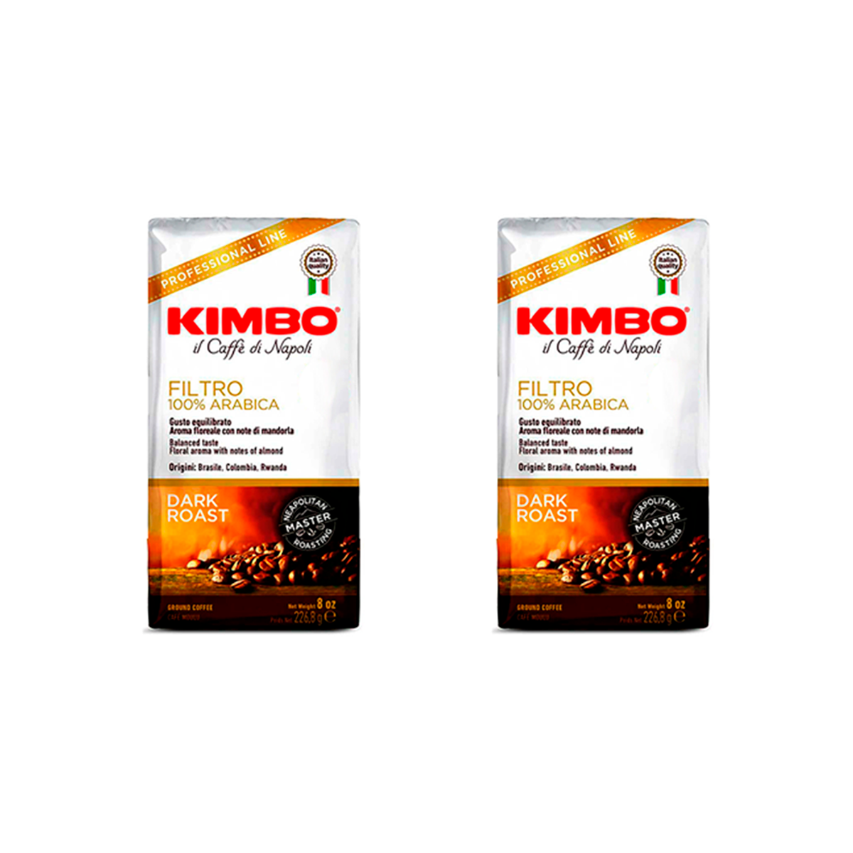 Kimbo Filtro 100% Arábico 226,8gr x2 Grano Molido