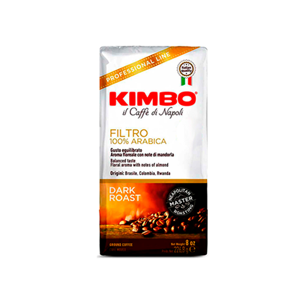 Kimbo Filtro 100% Arábico 226,8gr Grano Molido